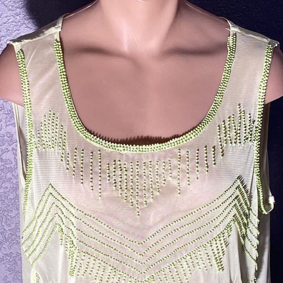 ALTAR’D STATE - tank: beaded sheer green toned w button down rear - L - Picture 3 of 16
